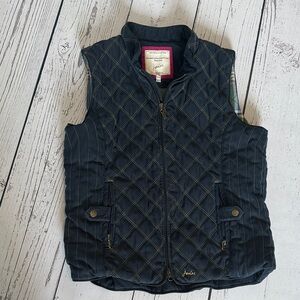 Joules Navy Quilted Vest with Gold Stitching Size 14